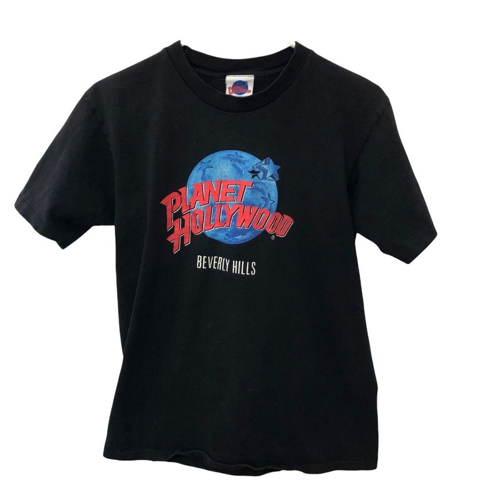 Vintage Single Stitch Planet Hollywood Beverly Hills Black T Shirt Medium 1991